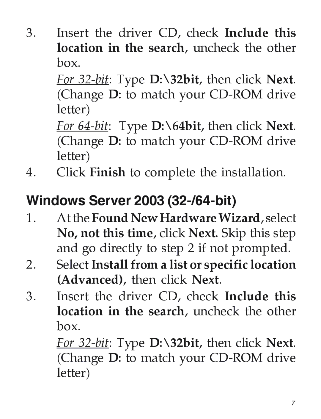 SIIG 2S1P manual Windows Server 2003 32-/64-bit 