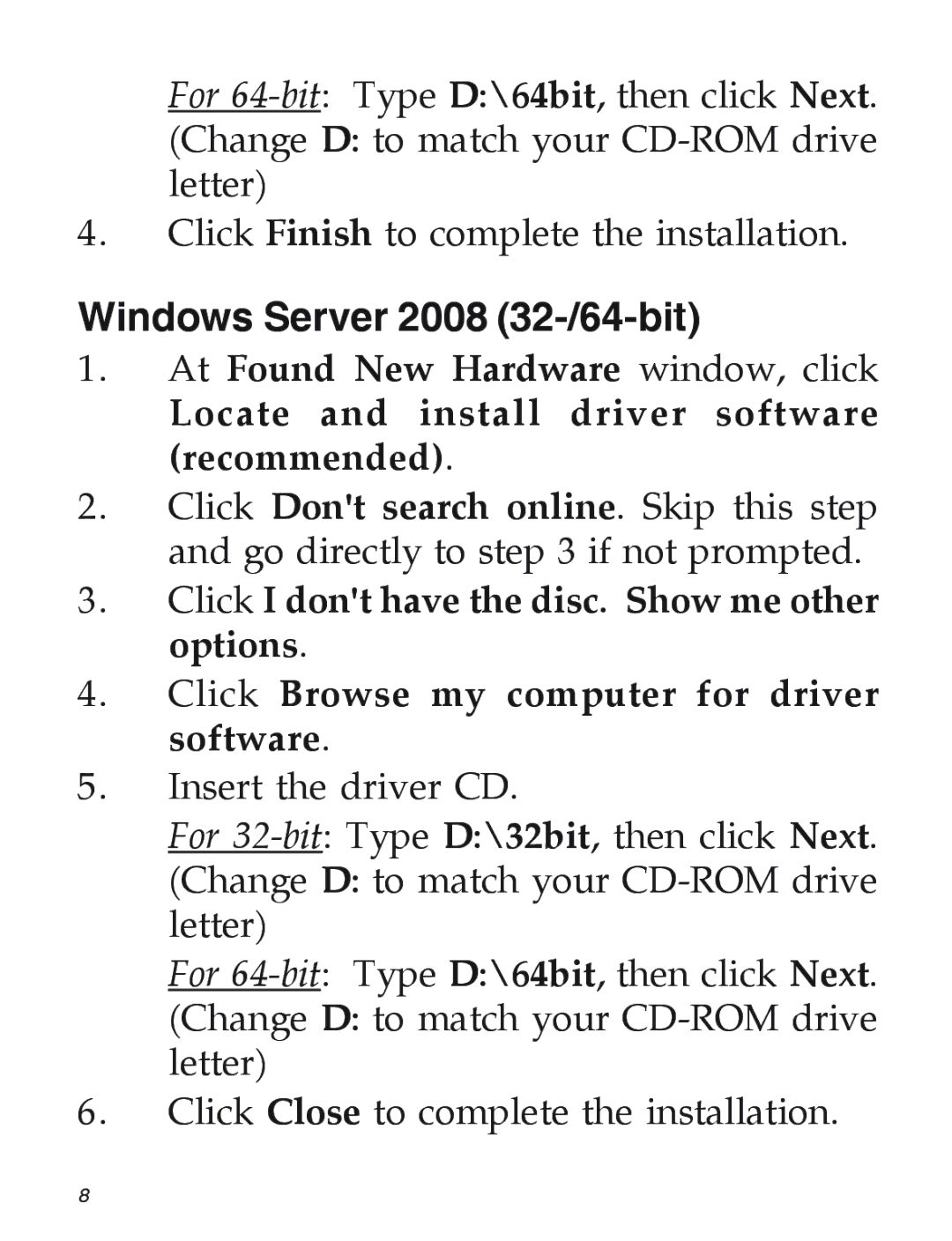 SIIG 2S1P manual Windows Server 2008 32-/64-bit 