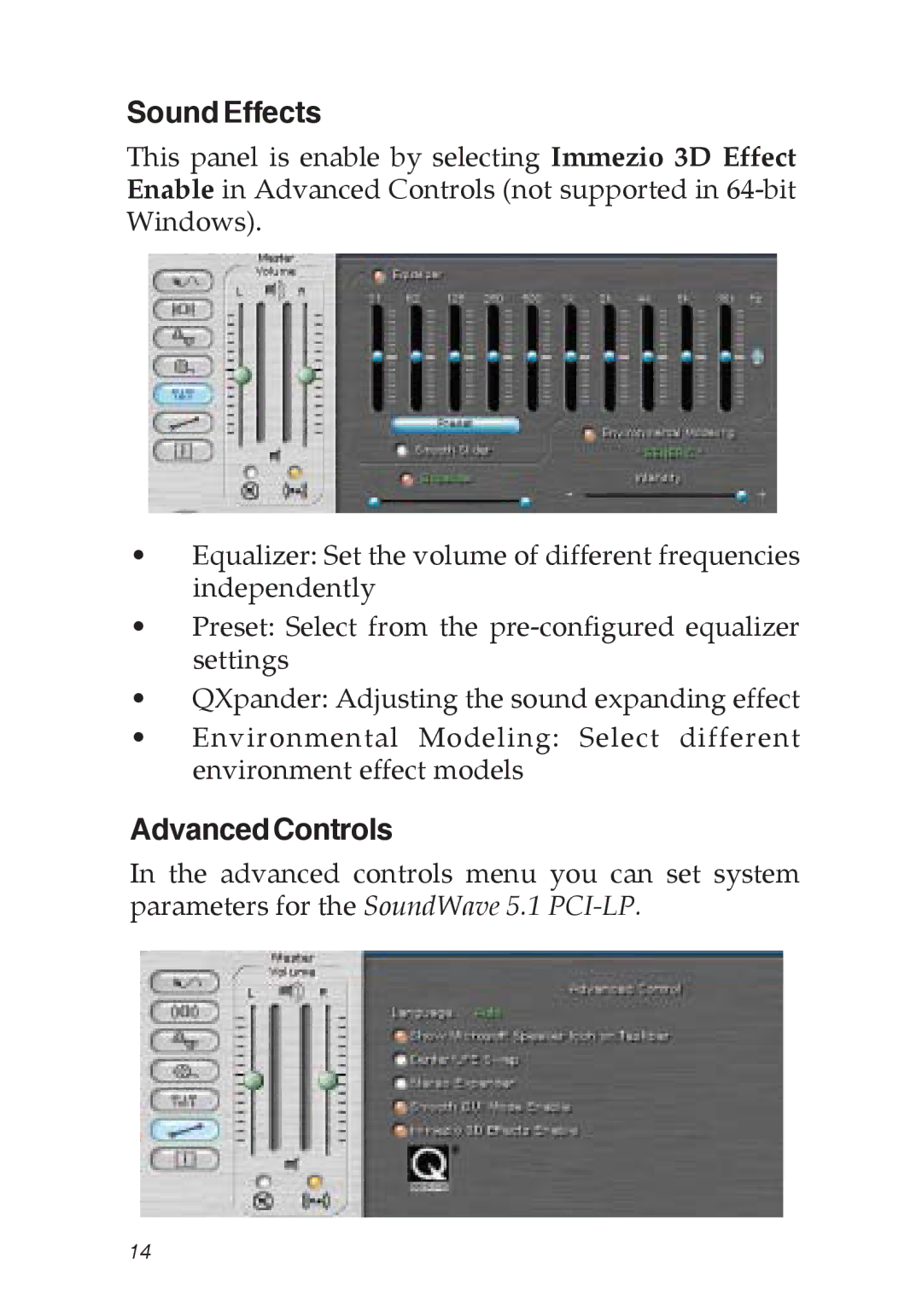 SIIG 5.1 specifications Sound Effects, AdvancedControls 