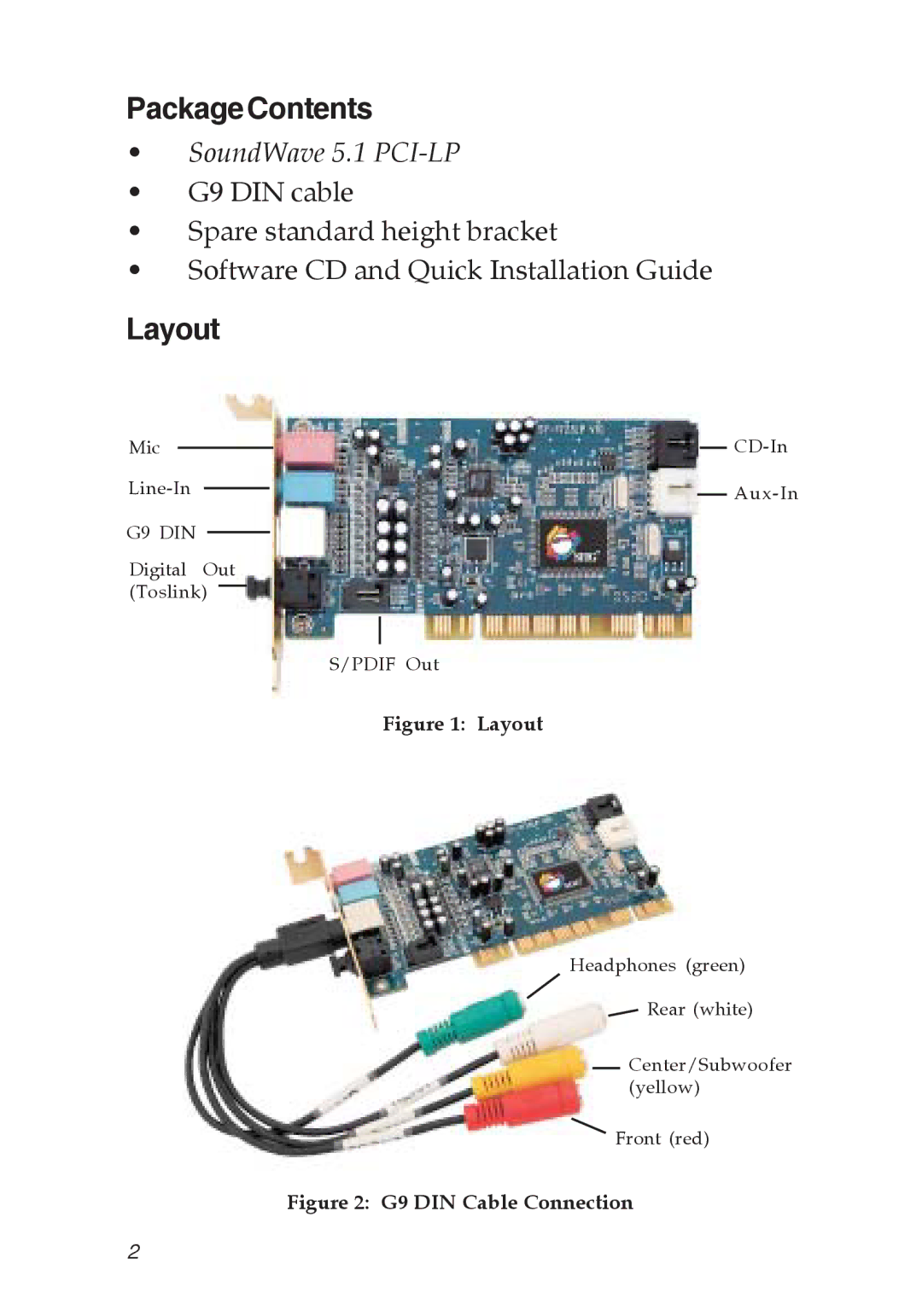 SIIG 5.1 specifications PackageContents, Layout 