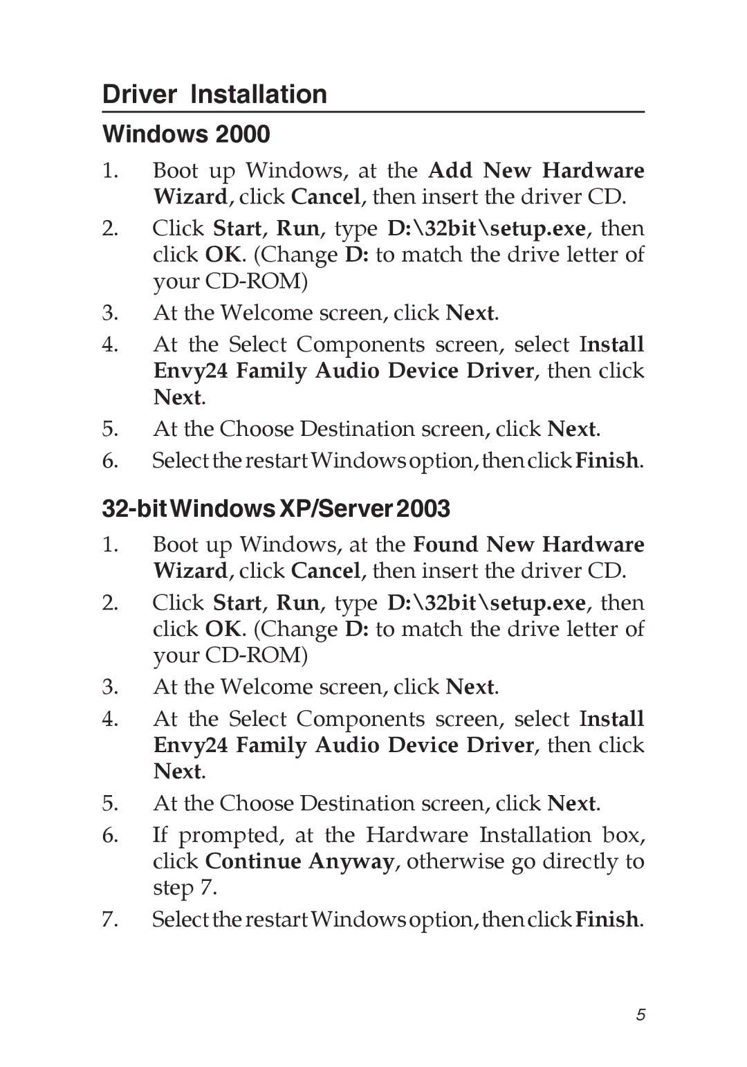 SIIG 5.1 specifications Driver Installation, Bit Windows XP/Server 