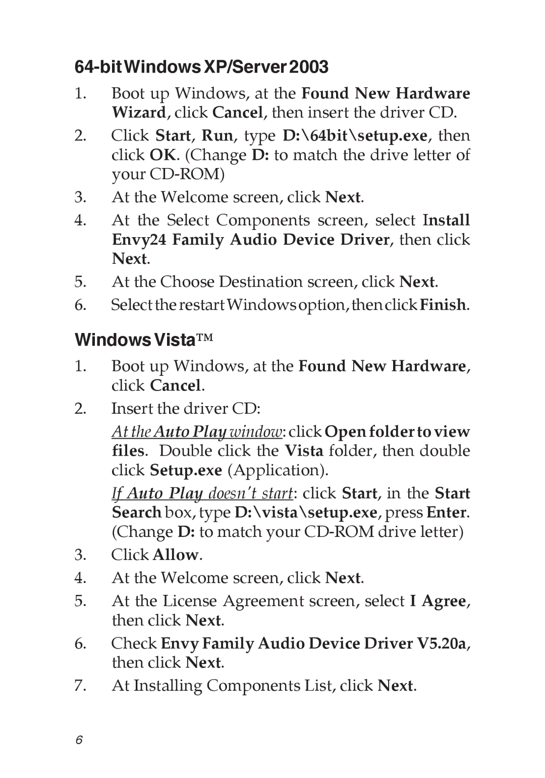 SIIG 5.1 specifications Windows Vista 