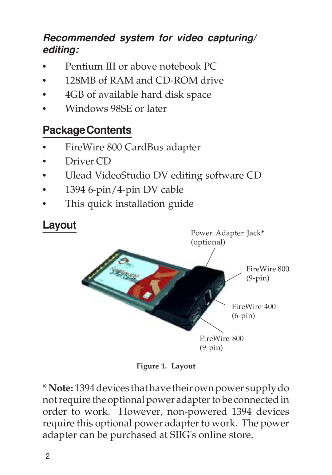 SIIG 700 manual PackageContents, Layout 