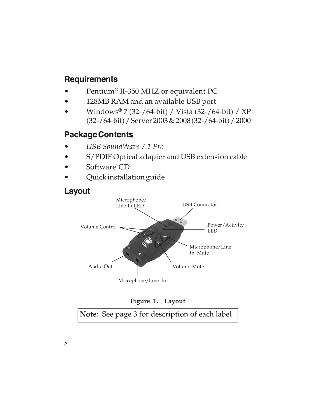 SIIG 7.1 manual Requirements, Package Contents, Layout 