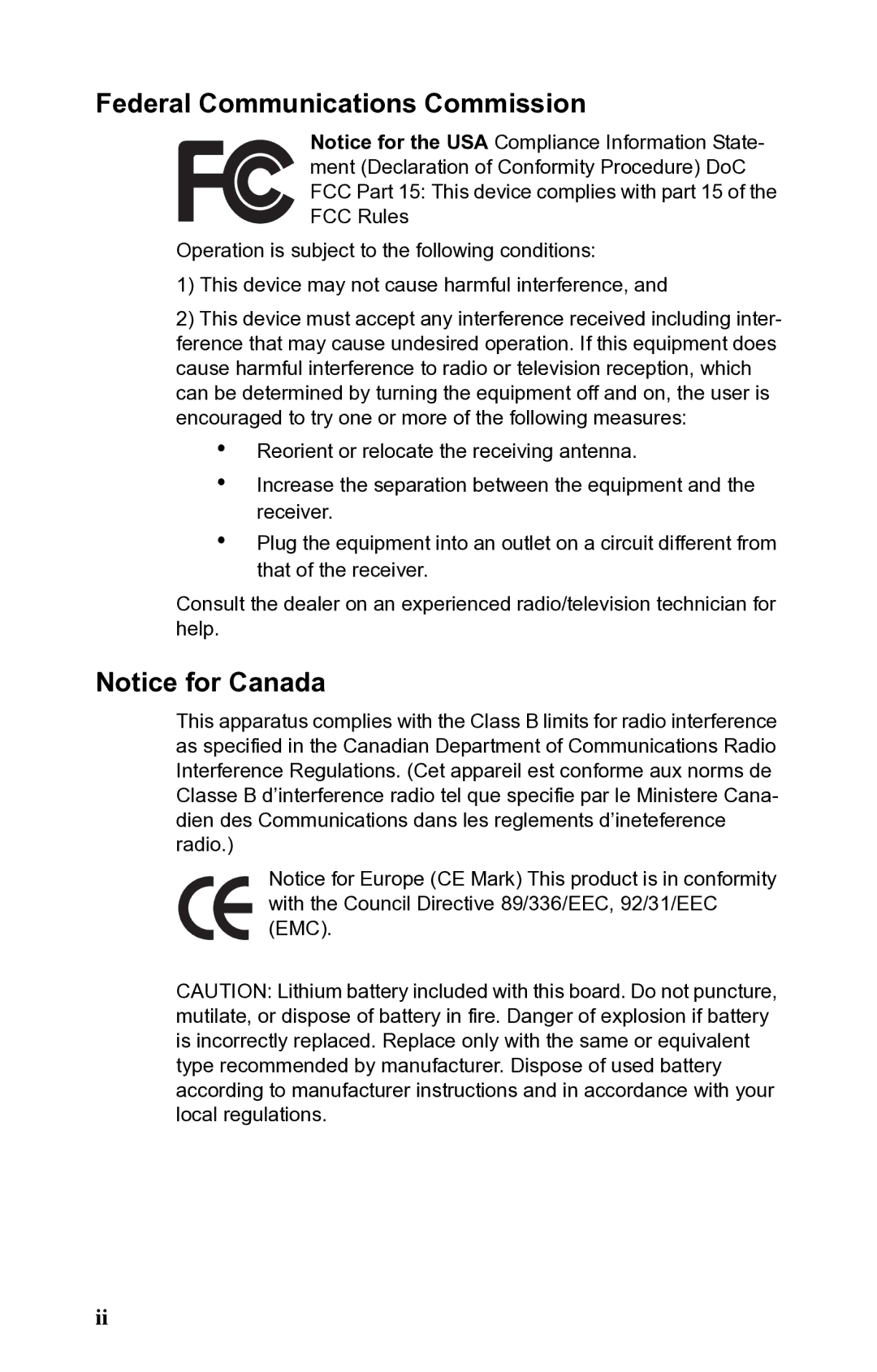 SIIG B5350 manual Federal Communications Commission 