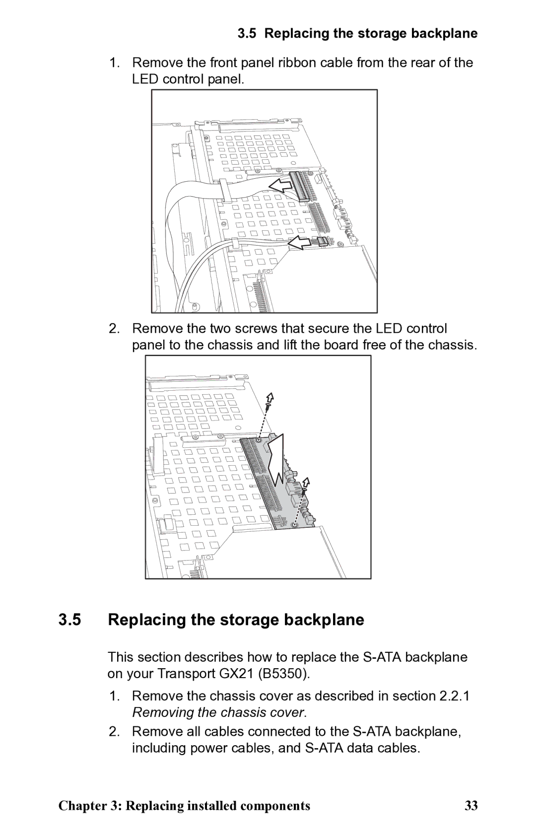 SIIG B5350 manual Replacing the storage backplane 