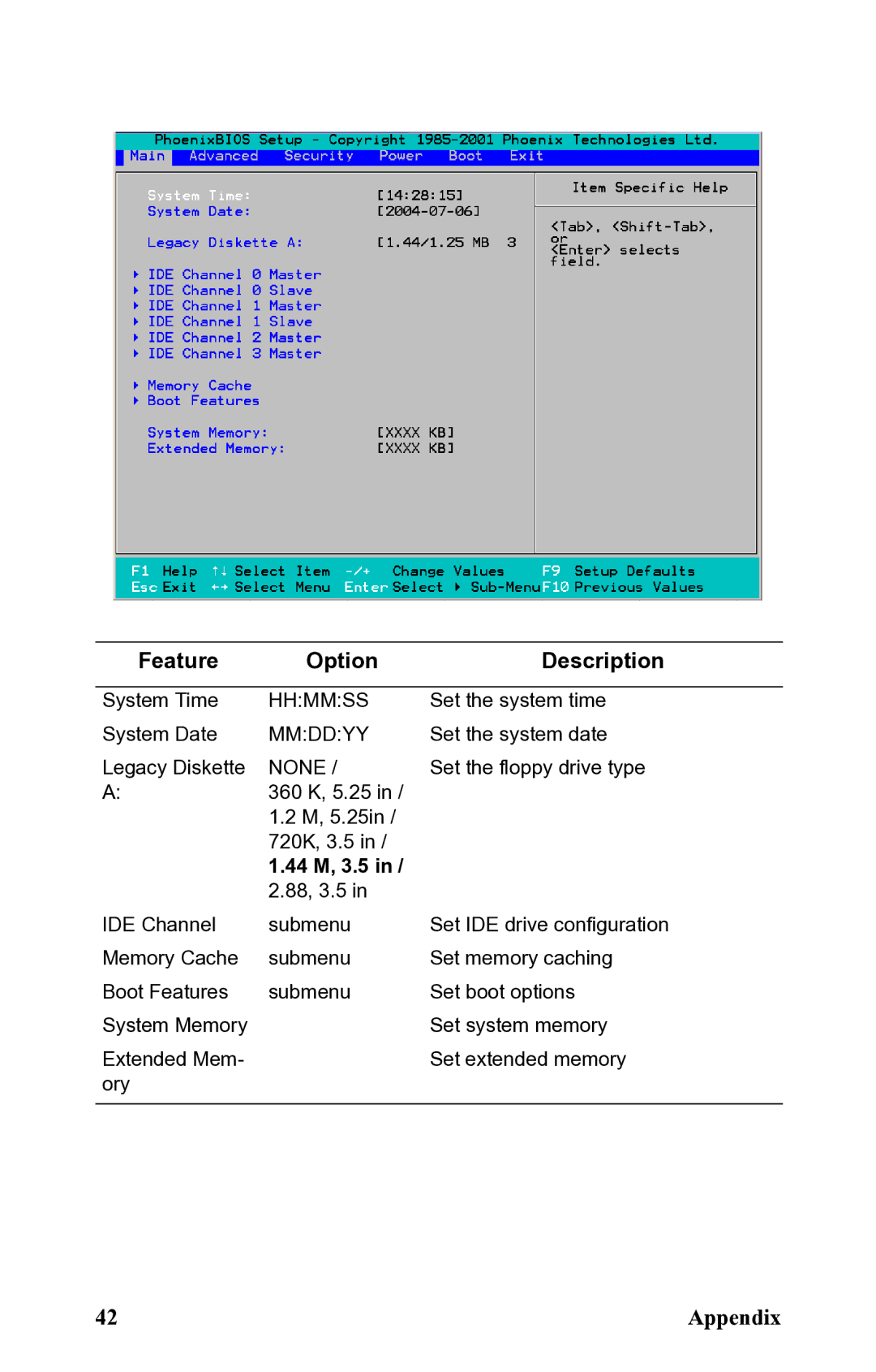 SIIG B5350 manual Feature Option Description, 44 M, 3.5 