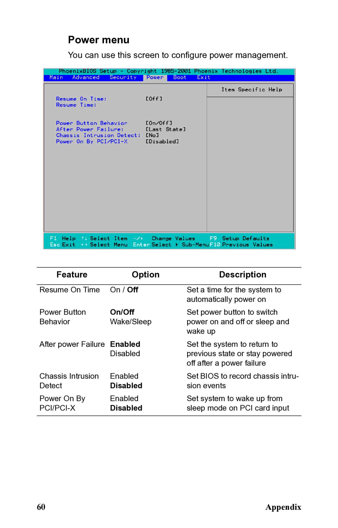 SIIG B5350 manual Power menu, On/Off 