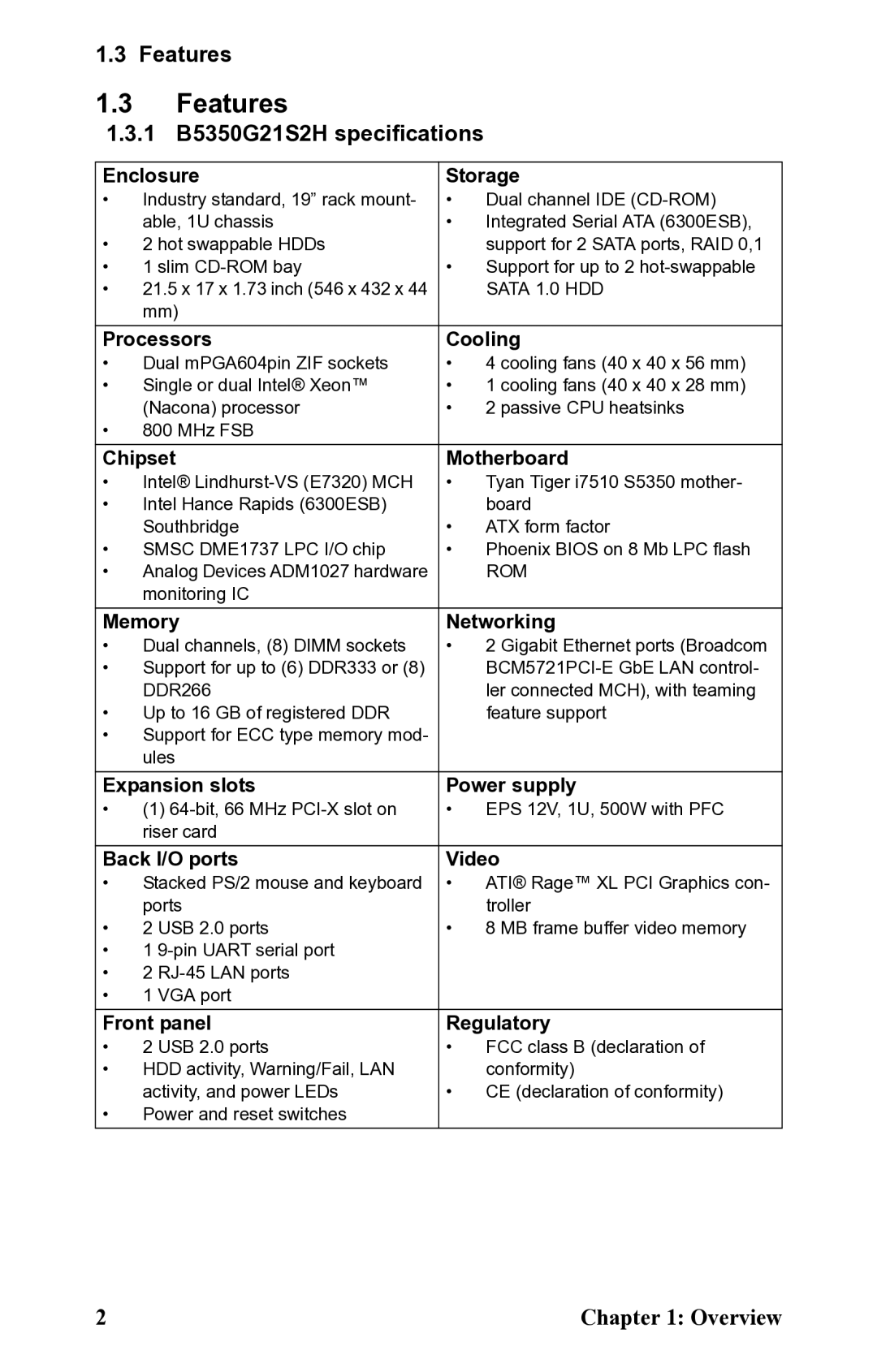 SIIG manual Features, 1 B5350G21S2H specifications 