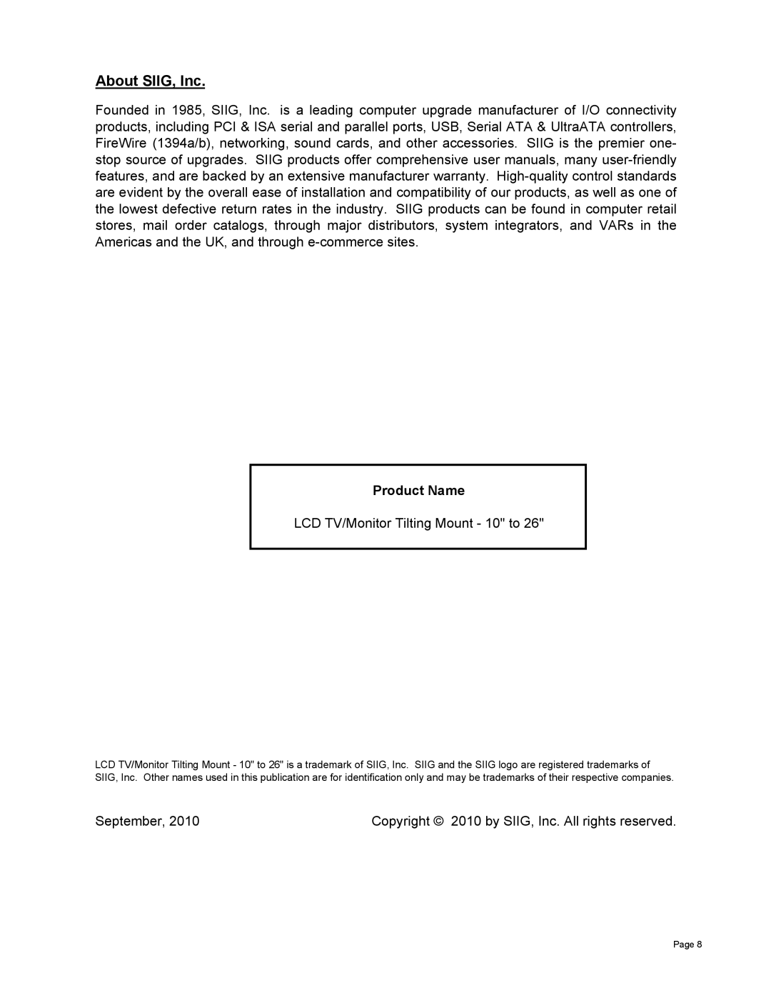 SIIG CEMT0A12S1 installation instructions About SIIG, Inc, Product Name 