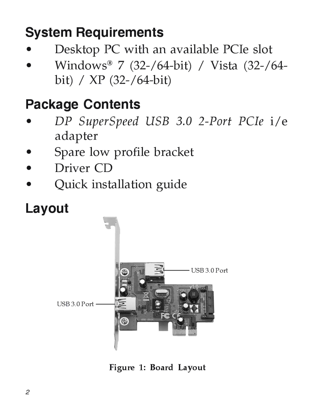 SIIG EX2101 manual System Requirements, Package Contents, Layout 