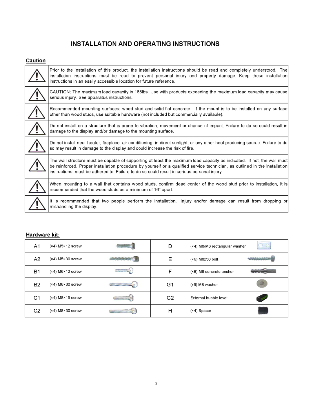 SIIG L2756 installation instructions Installation and Operating Instructions, Hardware kit 