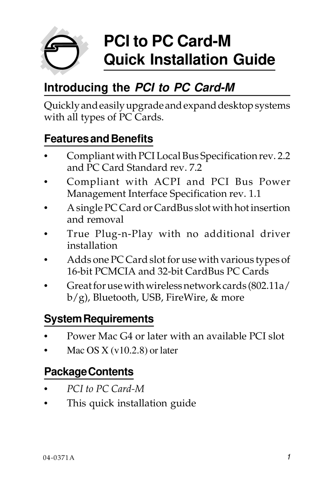 SIIG Network Card manual Introducing the PCI to PC Card-M, Features and Benefits, System Requirements, Package Contents 