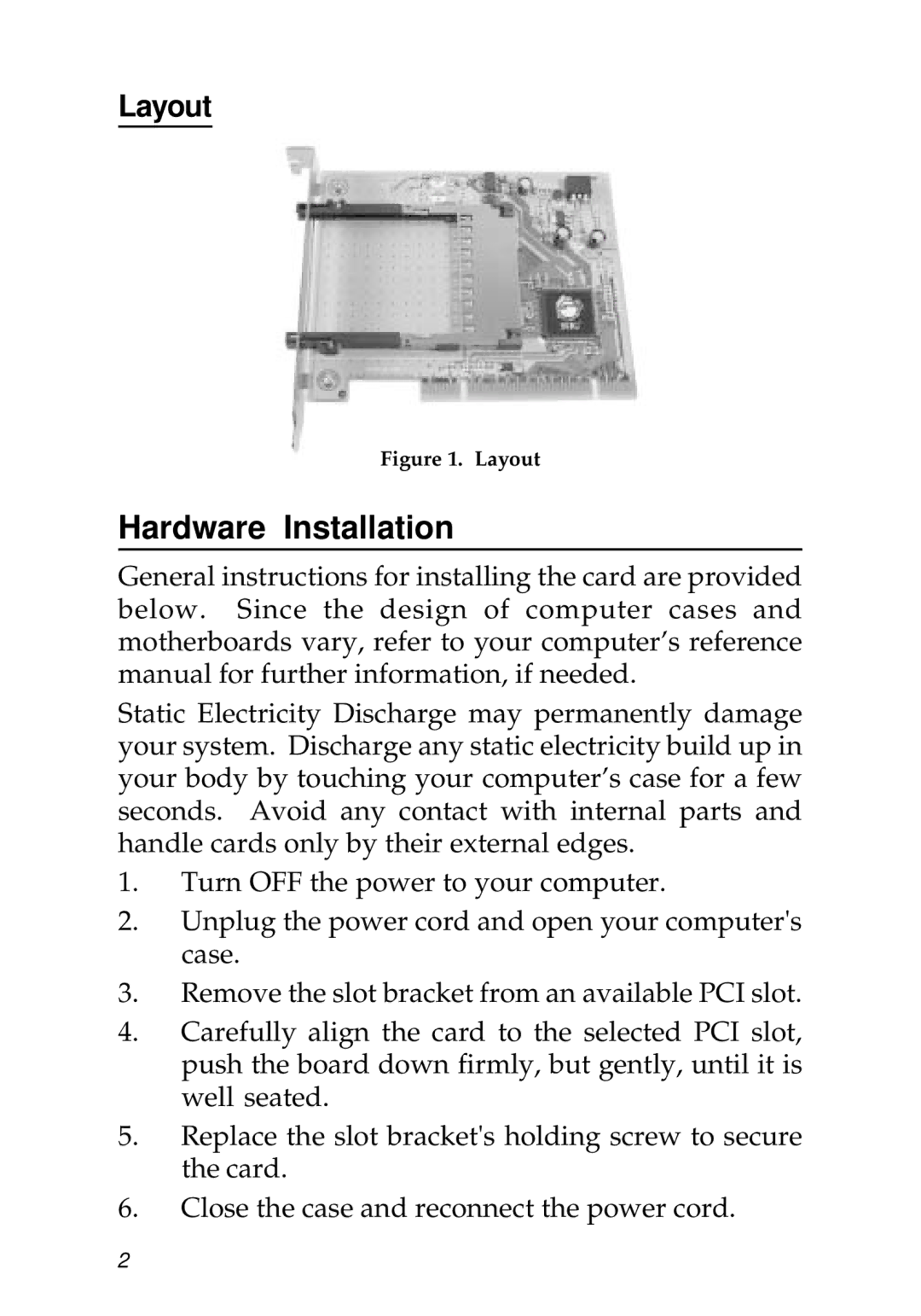 SIIG Network Card manual Hardware Installation, Layout 