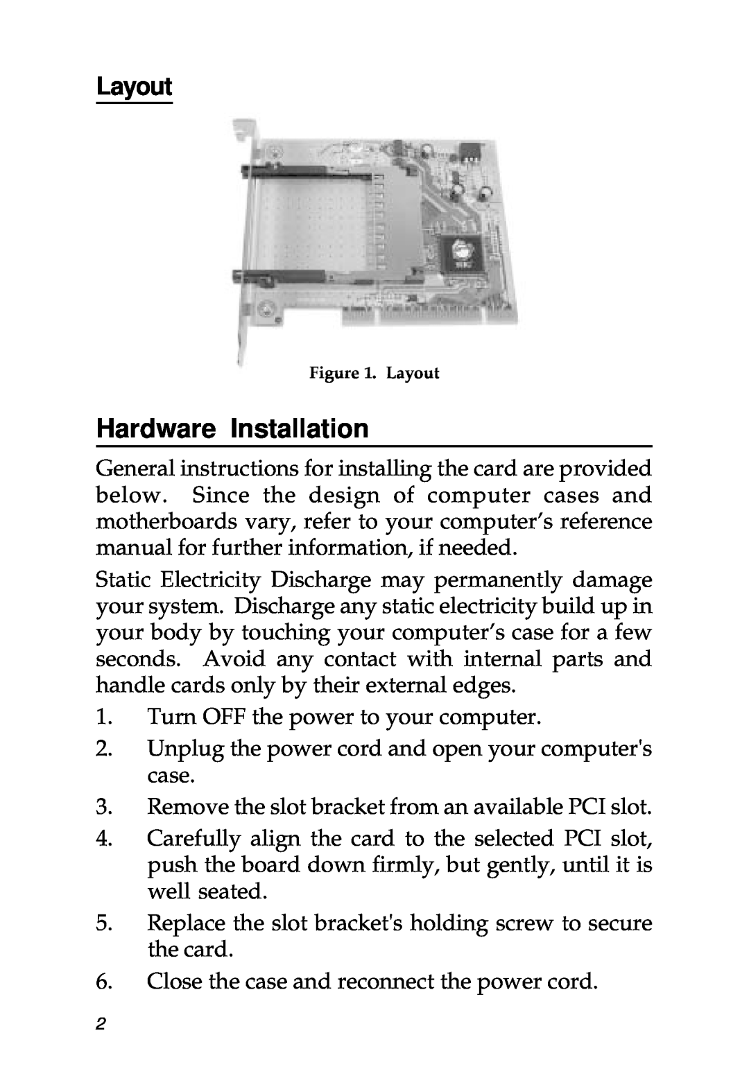SIIG Network Card manual Hardware Installation, Layout 