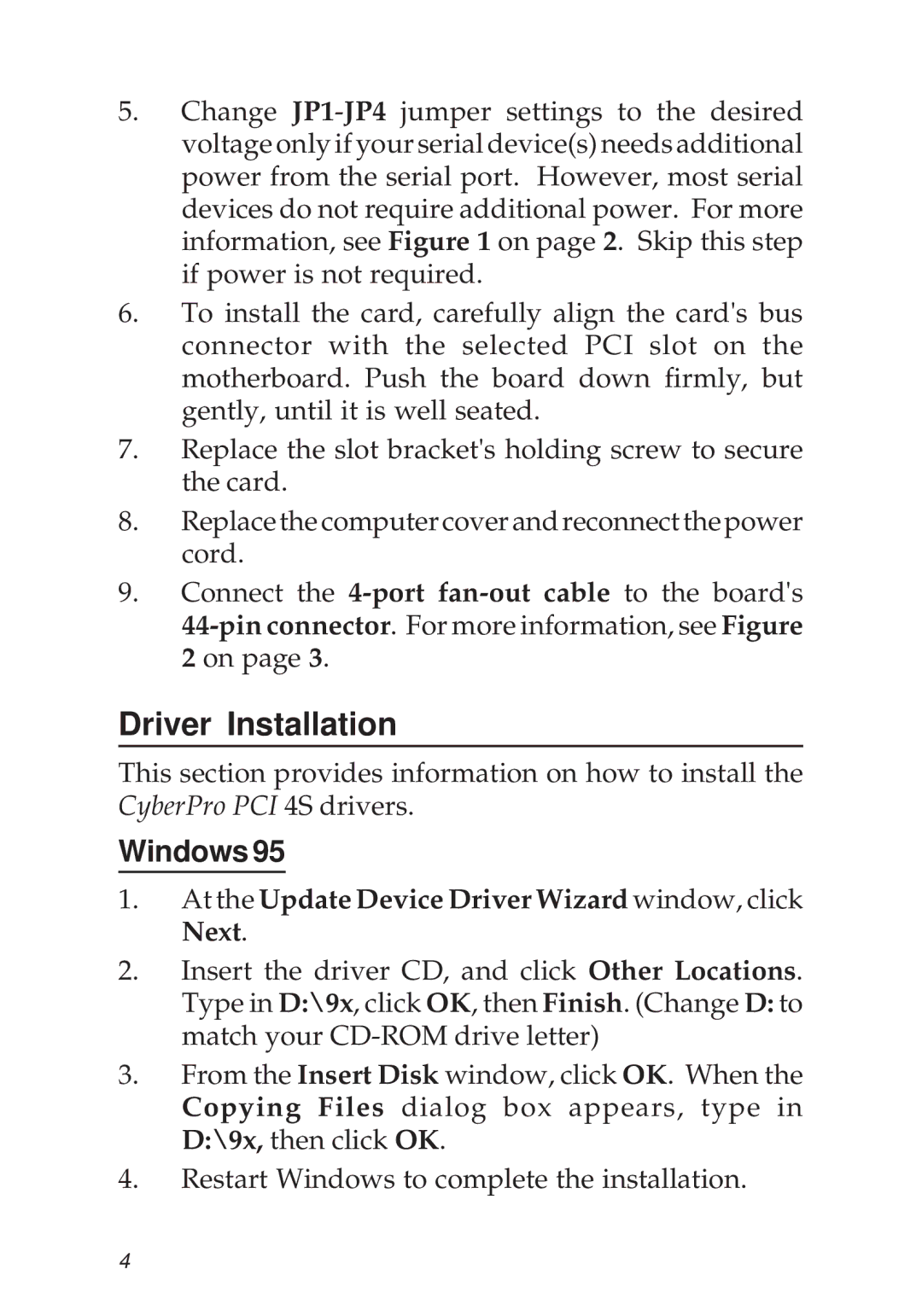 SIIG PCI 4S manual Driver Installation, Windows 