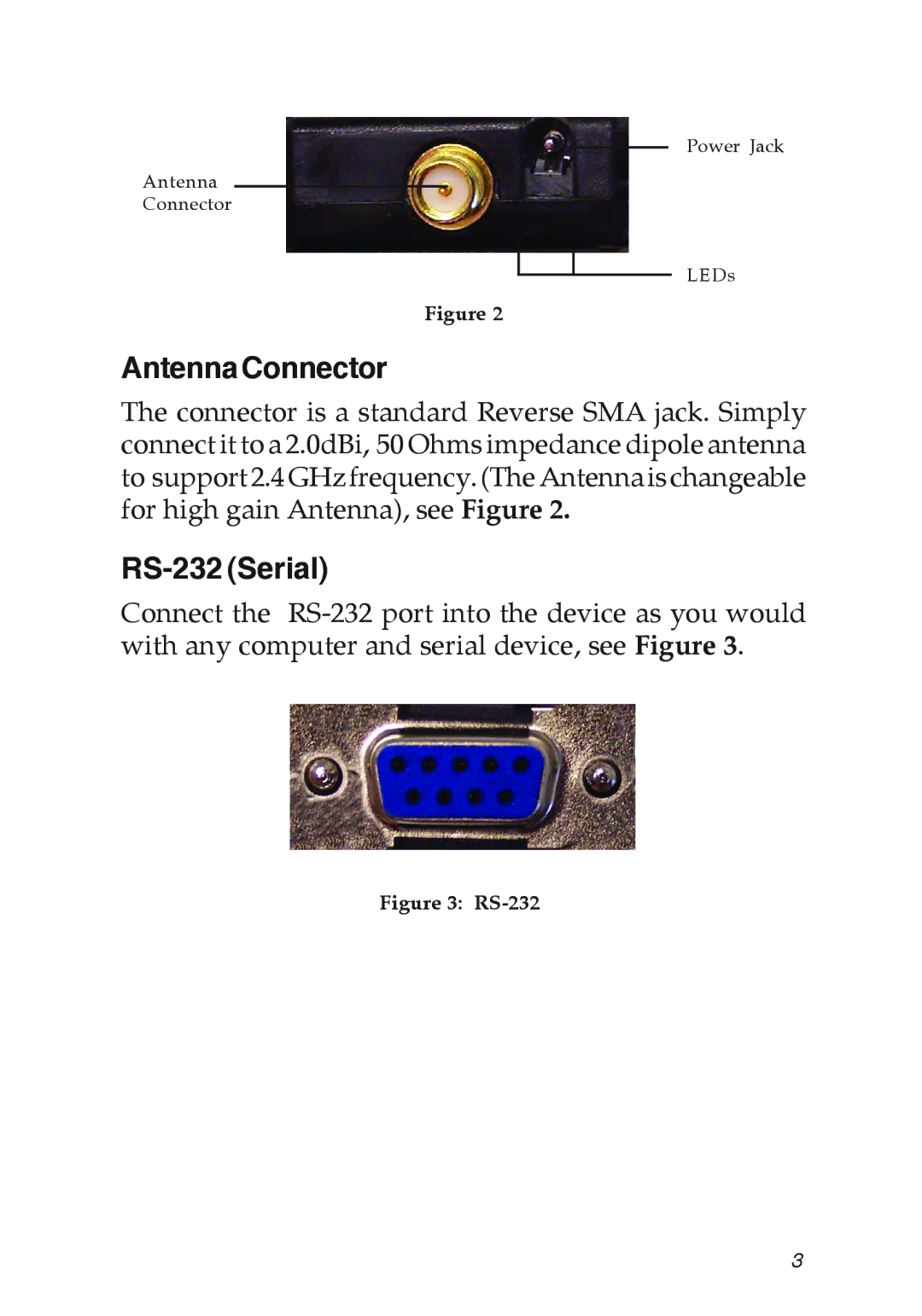 SIIG manual AntennaConnector, RS-232 Serial 