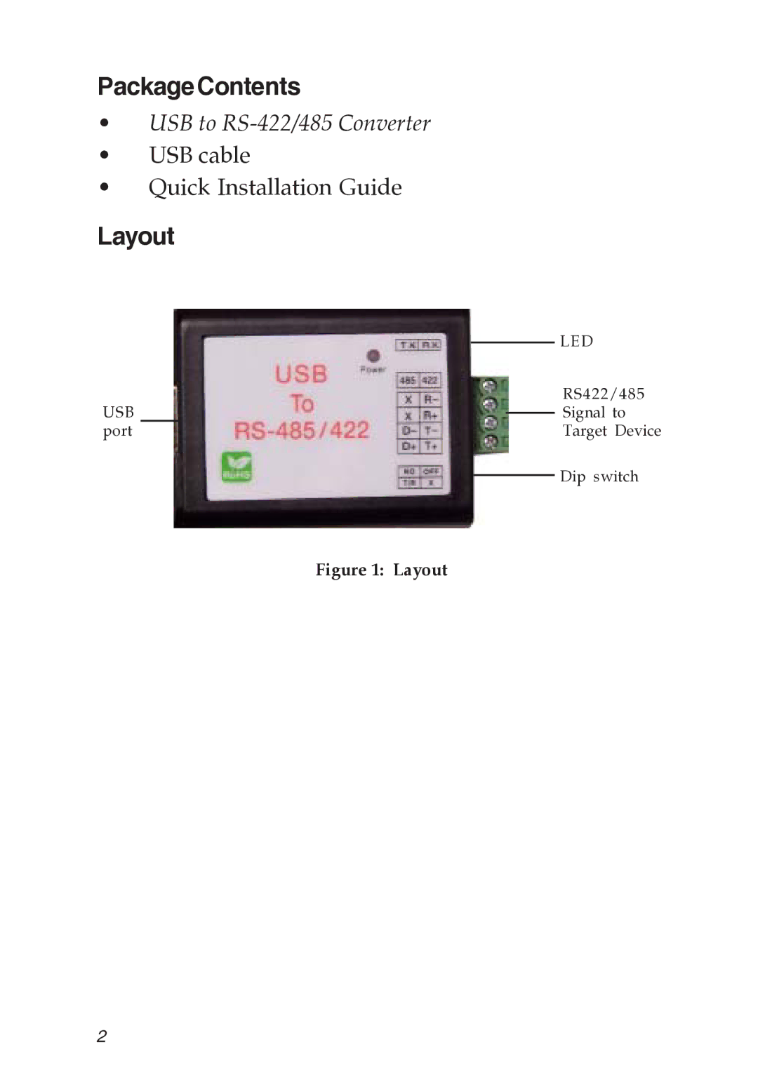 SIIG RS-485, RS-422 manual PackageContents, Layout 