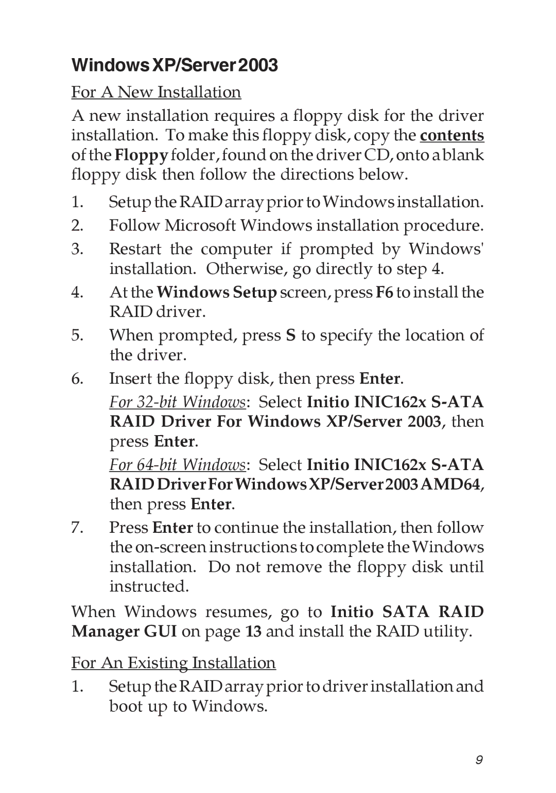 SIIG SATA II-150 specifications WindowsXP/Server2003 