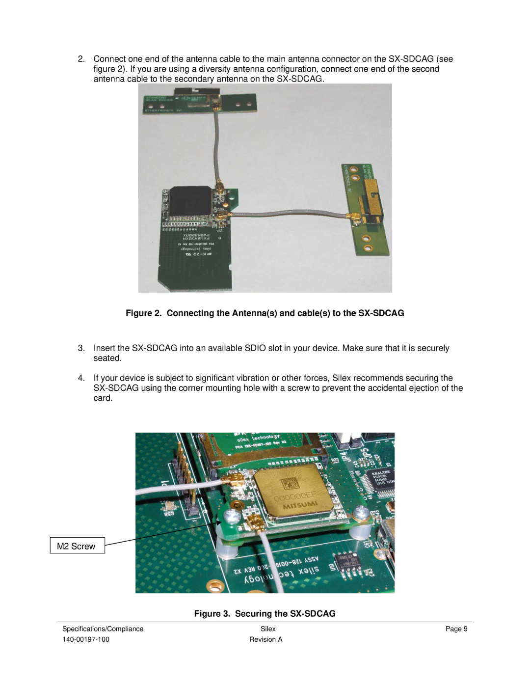 Silex technology 140-00197-100 user manual Connecting the Antennas and cables to the SX-SDCAG 