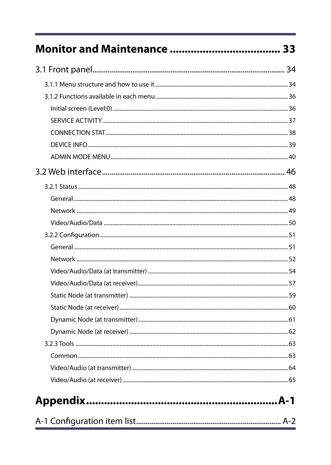 Silex technology MVDS X-1 manual Monitor and Maintenance, Configuration item list 