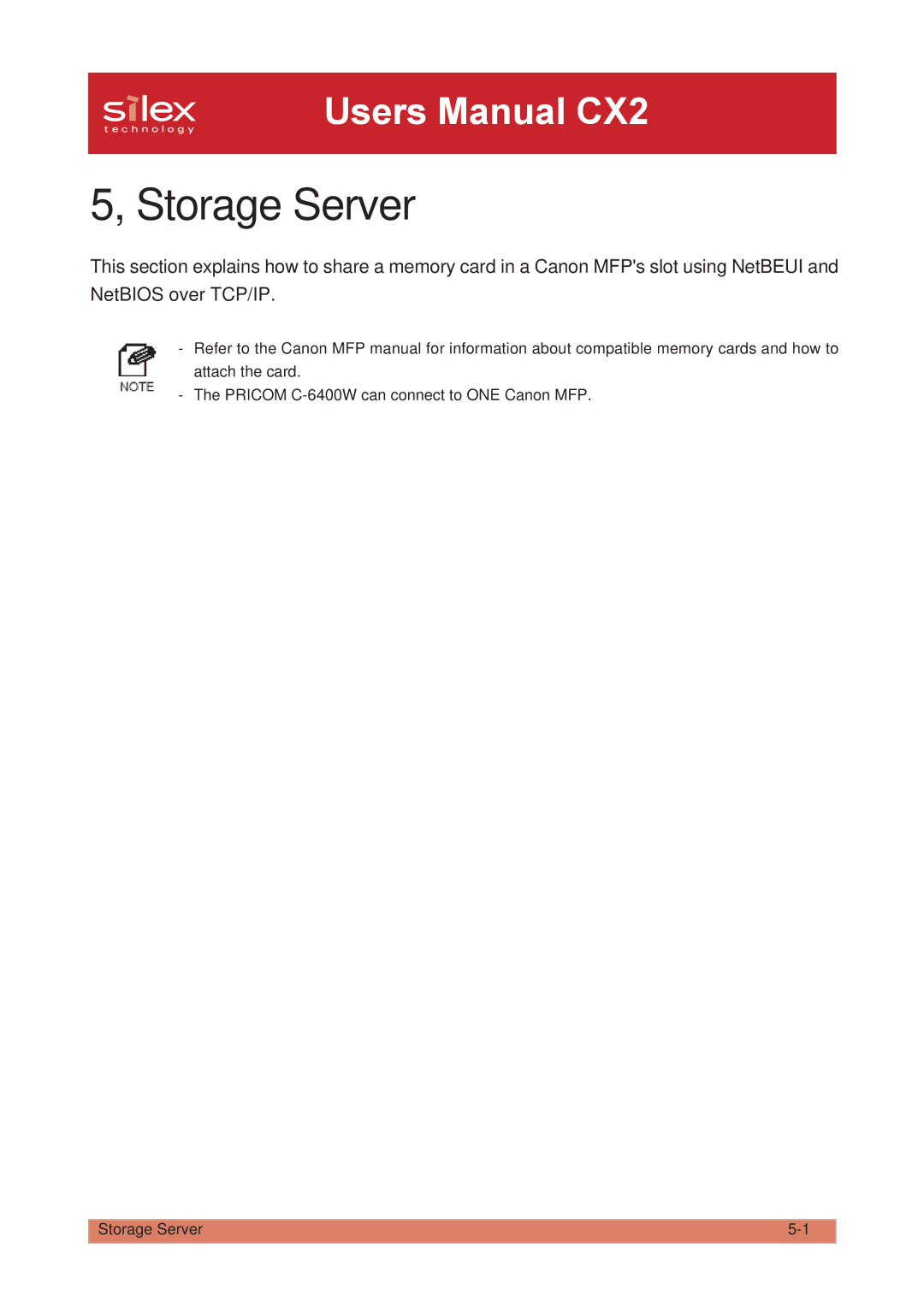 Silex technology PRICOM C-6400W manual Storage Server 