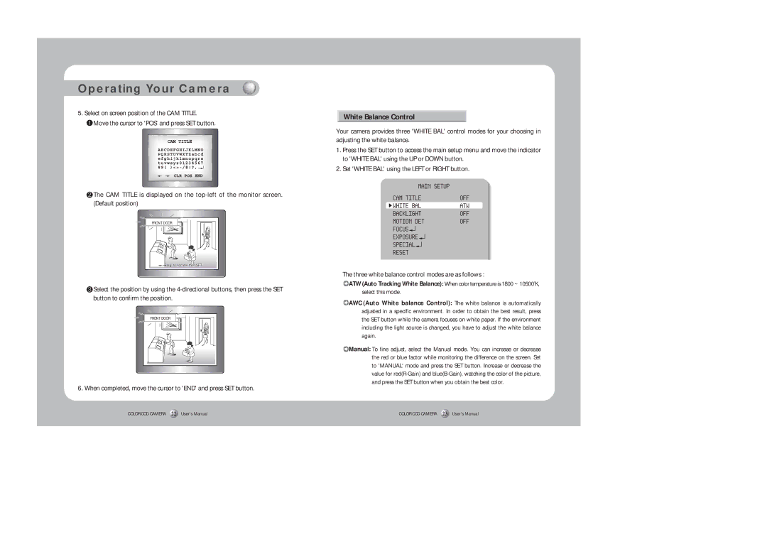 Silex technology SDZ-330 White Balance Control, When completed, move the cursor to END and press SET button 