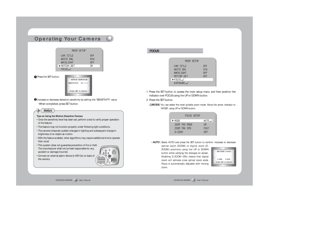 Silex technology SDZ-330 · When completed, press SET button, Press the SET button, Zoom positions using the UP or Down 