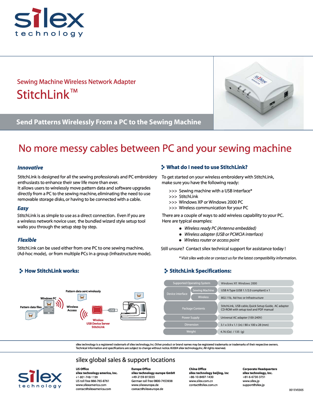 Silex technology Sewing Machine Wireless Network Adapter manual Send Patterns Wirelessly From a PC to the Sewing Machine 