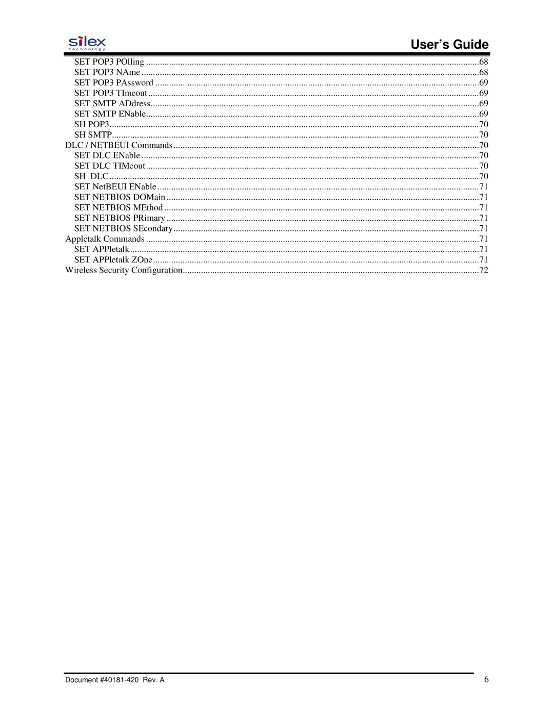 Silex technology SX-200 user manual SH POP3 SH Smtp 