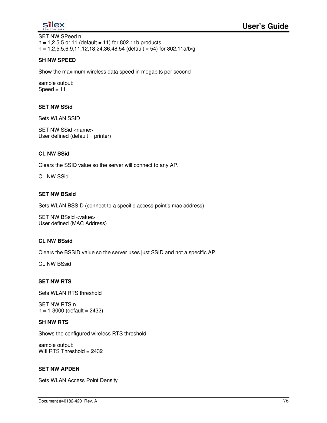 Silex technology SX-200 user manual Set Nw Rts 