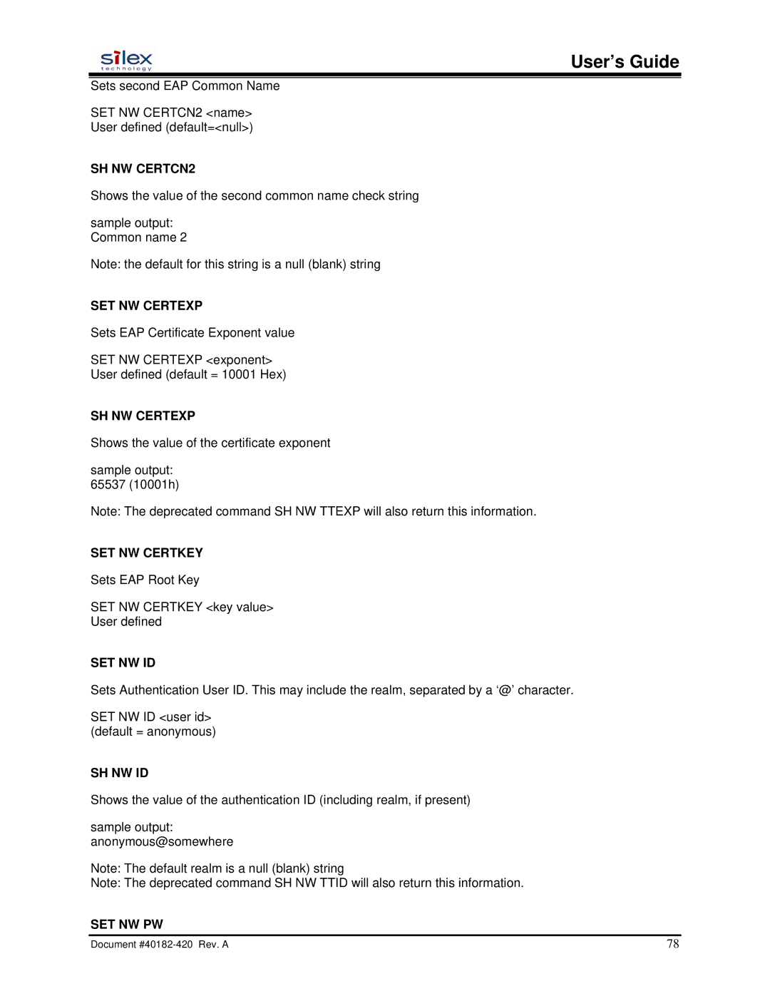 Silex technology SX-200 user manual SH NW CERTCN2 