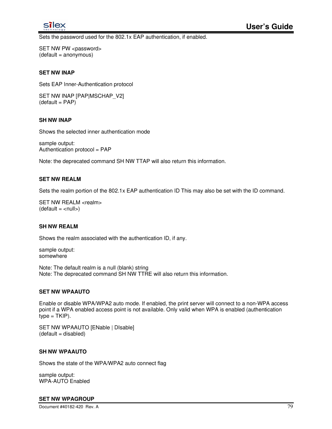 Silex technology SX-200 user manual SET NW Inap 