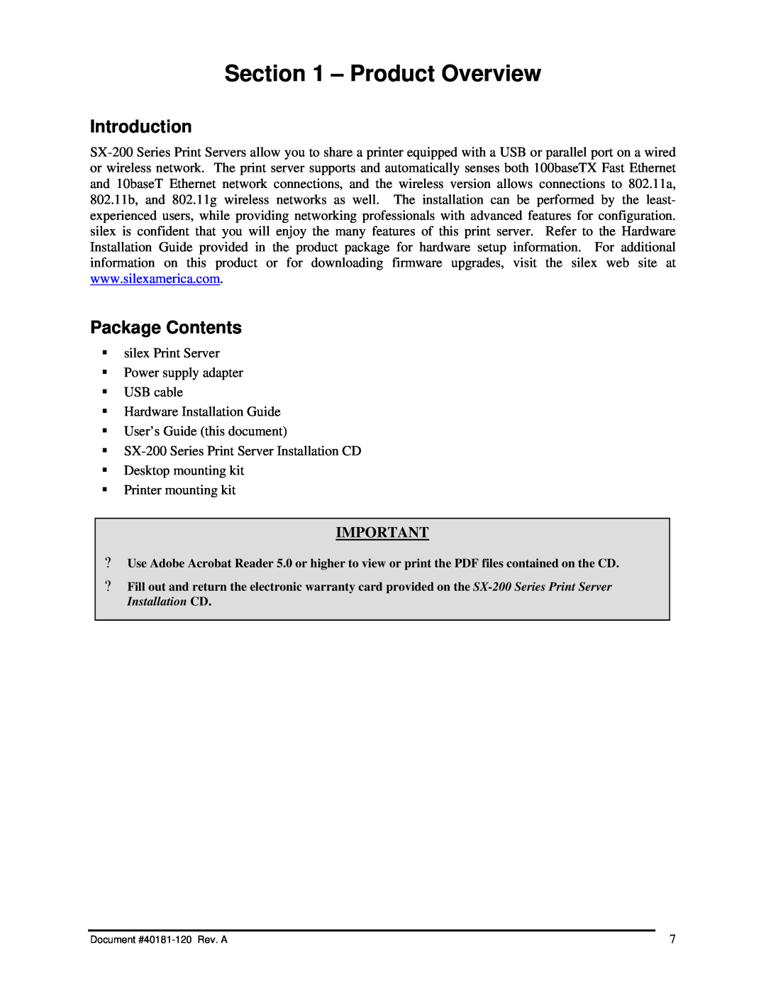 Silex technology SX-200 user manual Product Overview, Introduction, Package Contents 