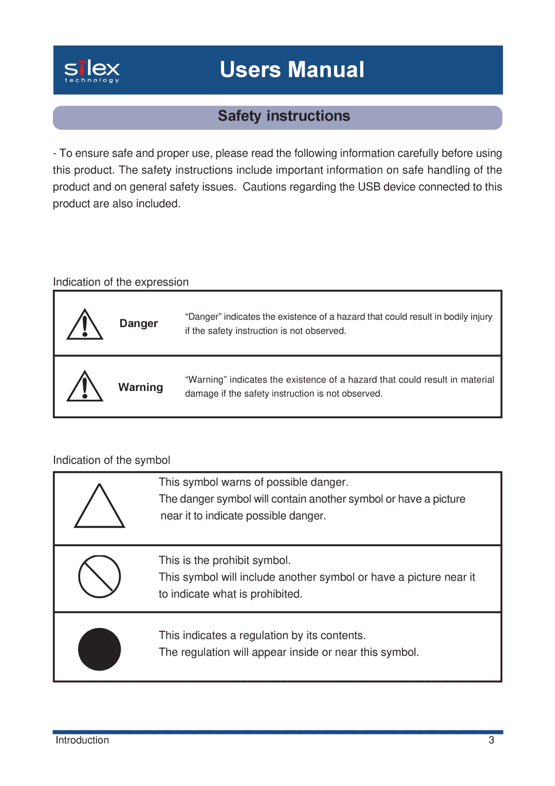 Silex technology SX-2000U2 user manual Safety instructions 