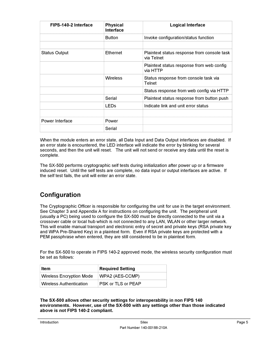 Silex technology SX-500-1402 manual Configuration, Required Setting, WPA2 AES-CCMP 