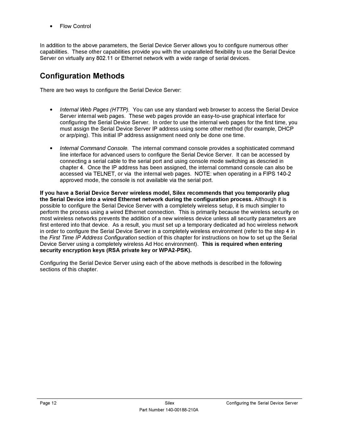 Silex technology SX-500-1402 manual Configuration Methods 