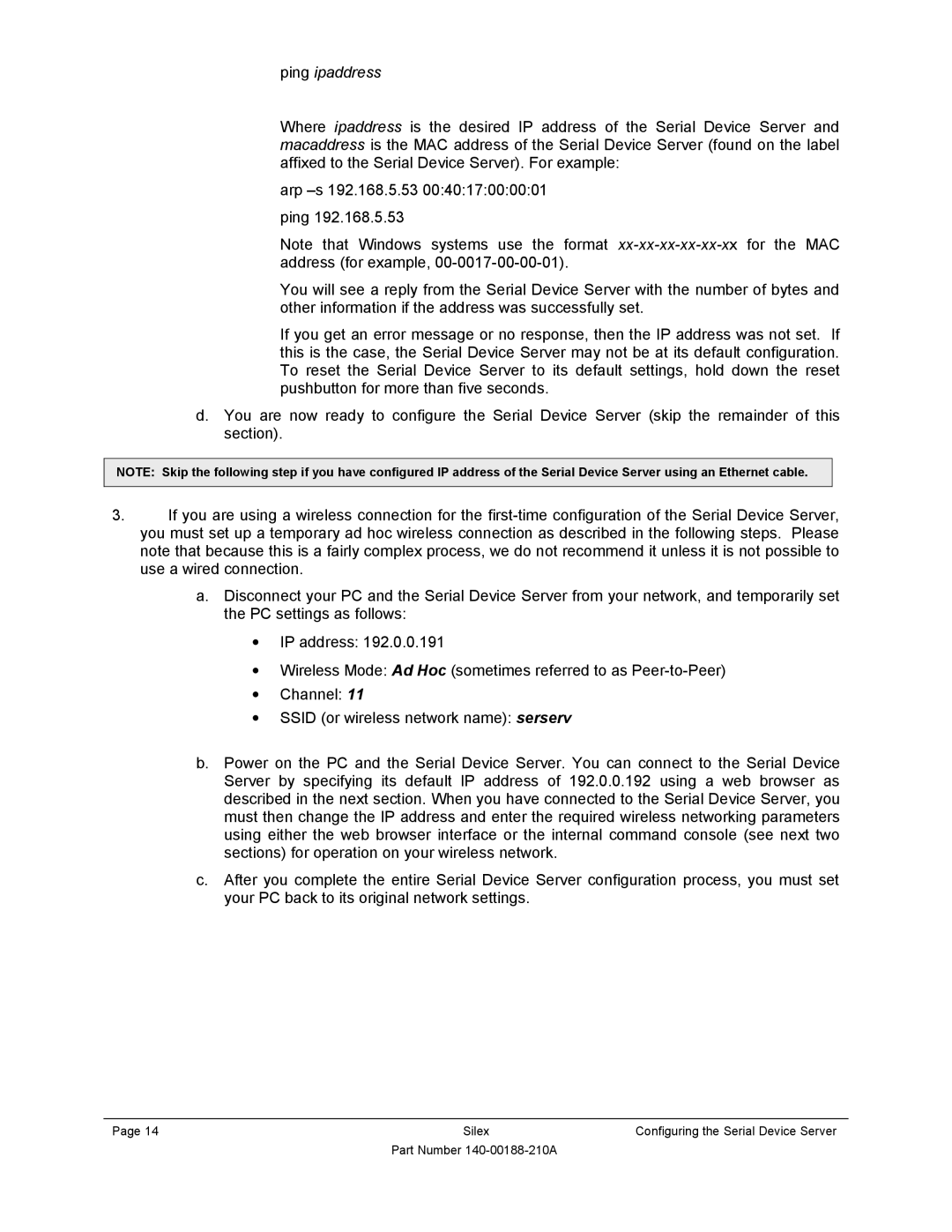 Silex technology SX-500-1402 manual Ping ipaddress 