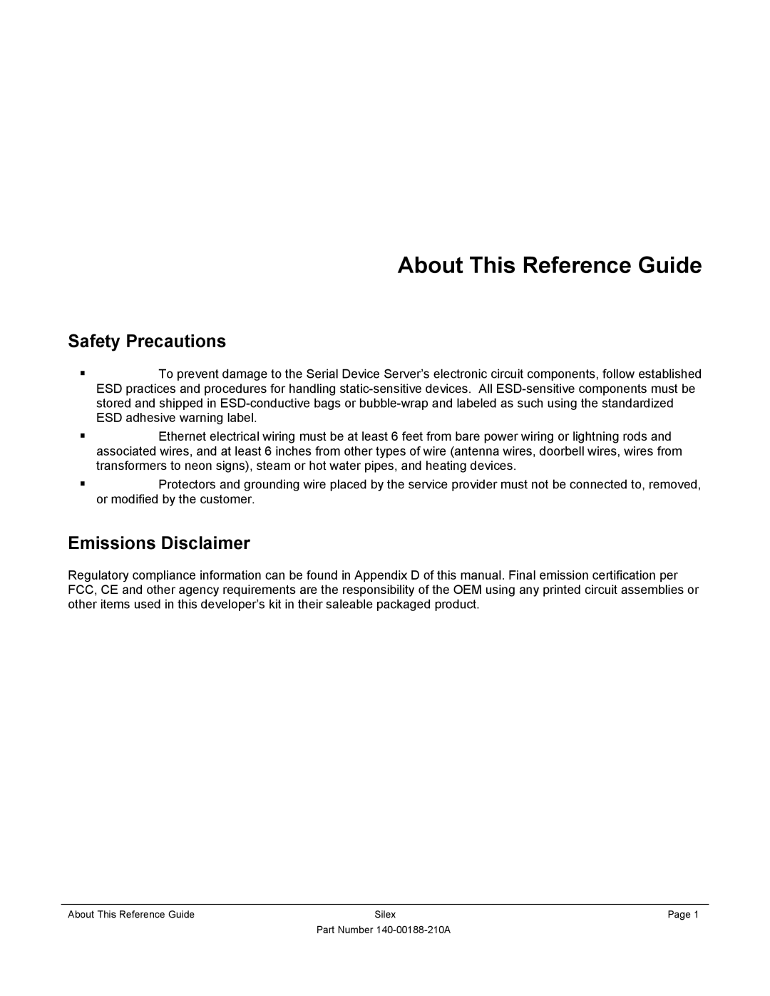 Silex technology SX-500-1402 manual About This Reference Guide, Safety Precautions, Emissions Disclaimer 