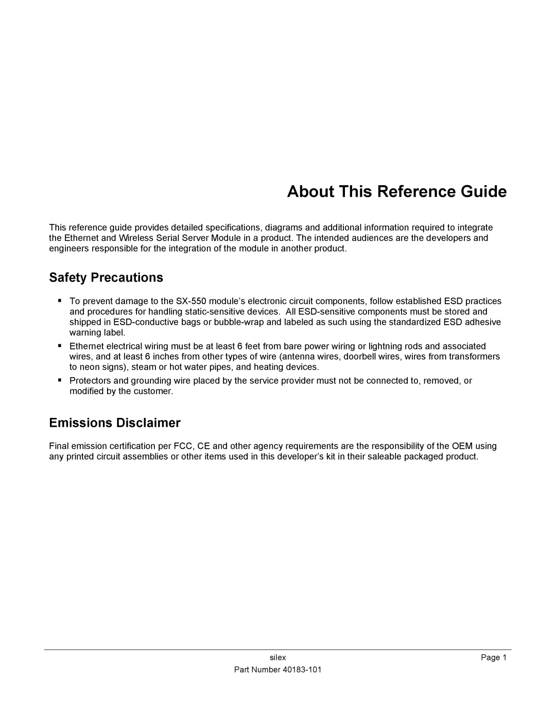 Silex technology SX-550 manual About This Reference Guide, Safety Precautions, Emissions Disclaimer 