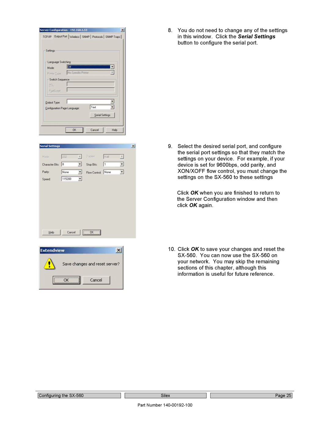 Silex technology manual Configuring the SX-560 Silex Part Number 