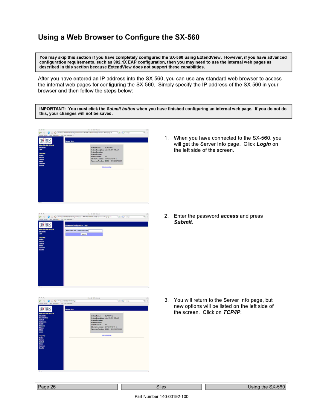 Silex technology manual Using a Web Browser to Configure the SX-560 