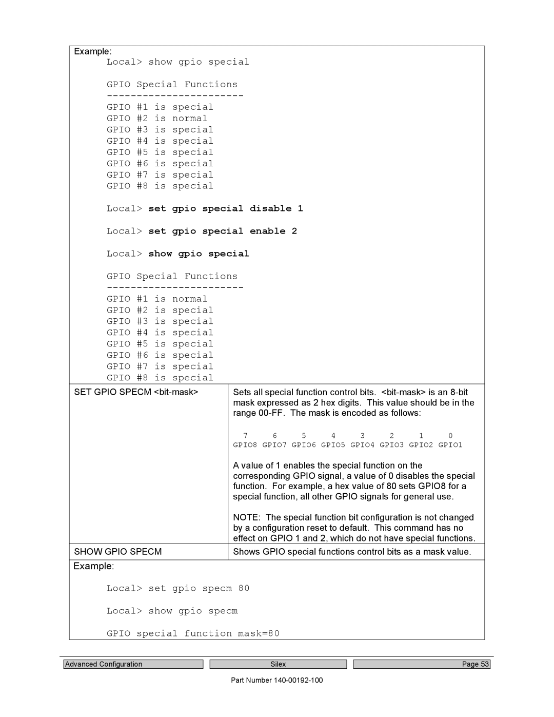 Silex technology SX-560 manual Show Gpio Specm 