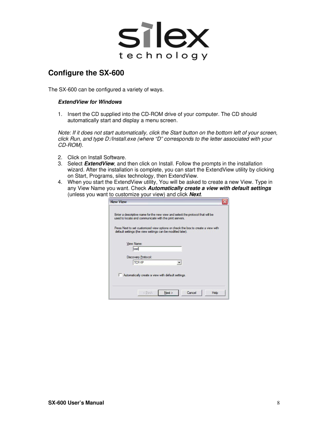 Silex technology setup guide Configure the SX-600, ExtendView for Windows 