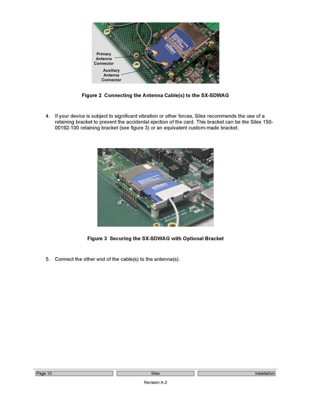 Silex technology user manual Connecting the Antenna Cables to the SX-SDWAG 