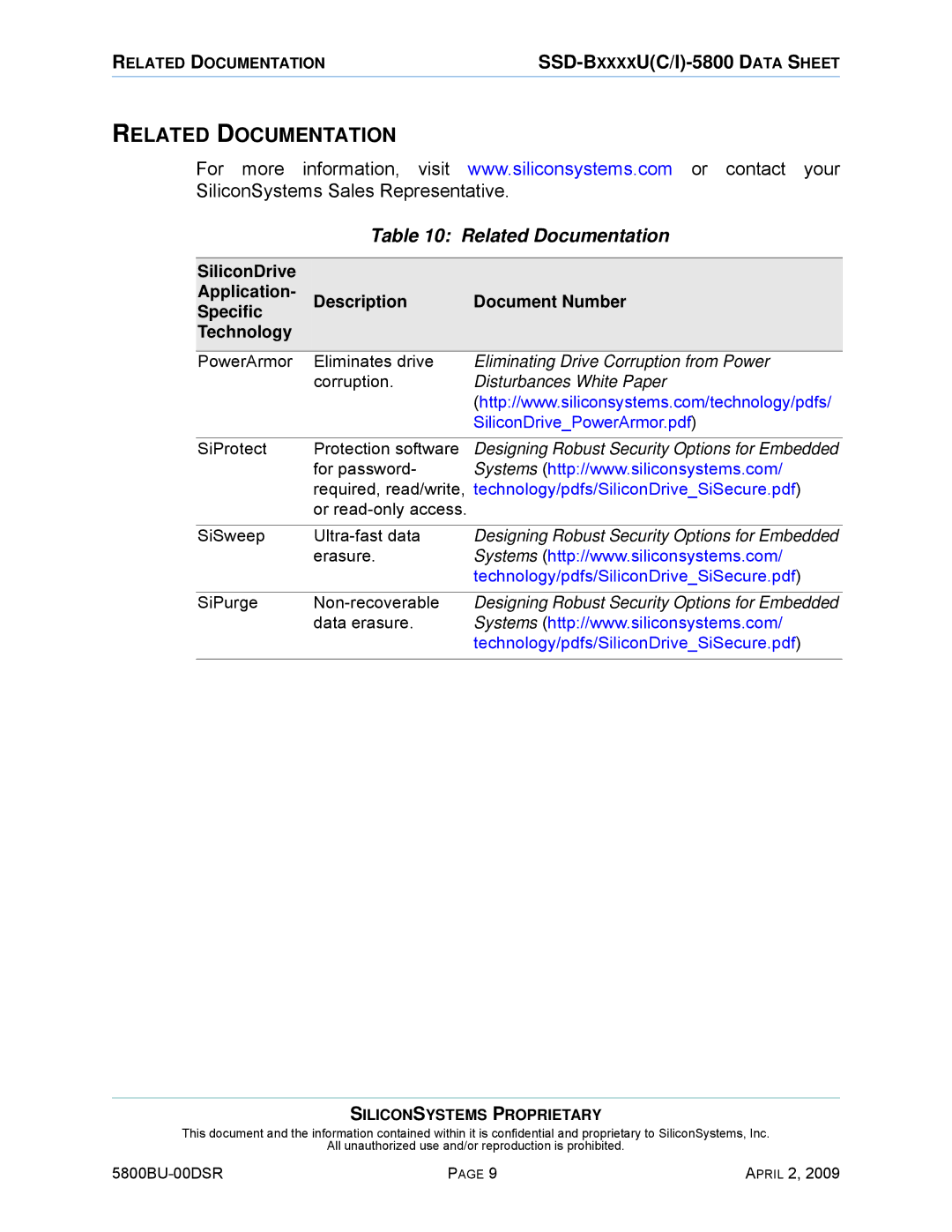 Silicon Image 5800BU-00DSR manual Related Documentation 