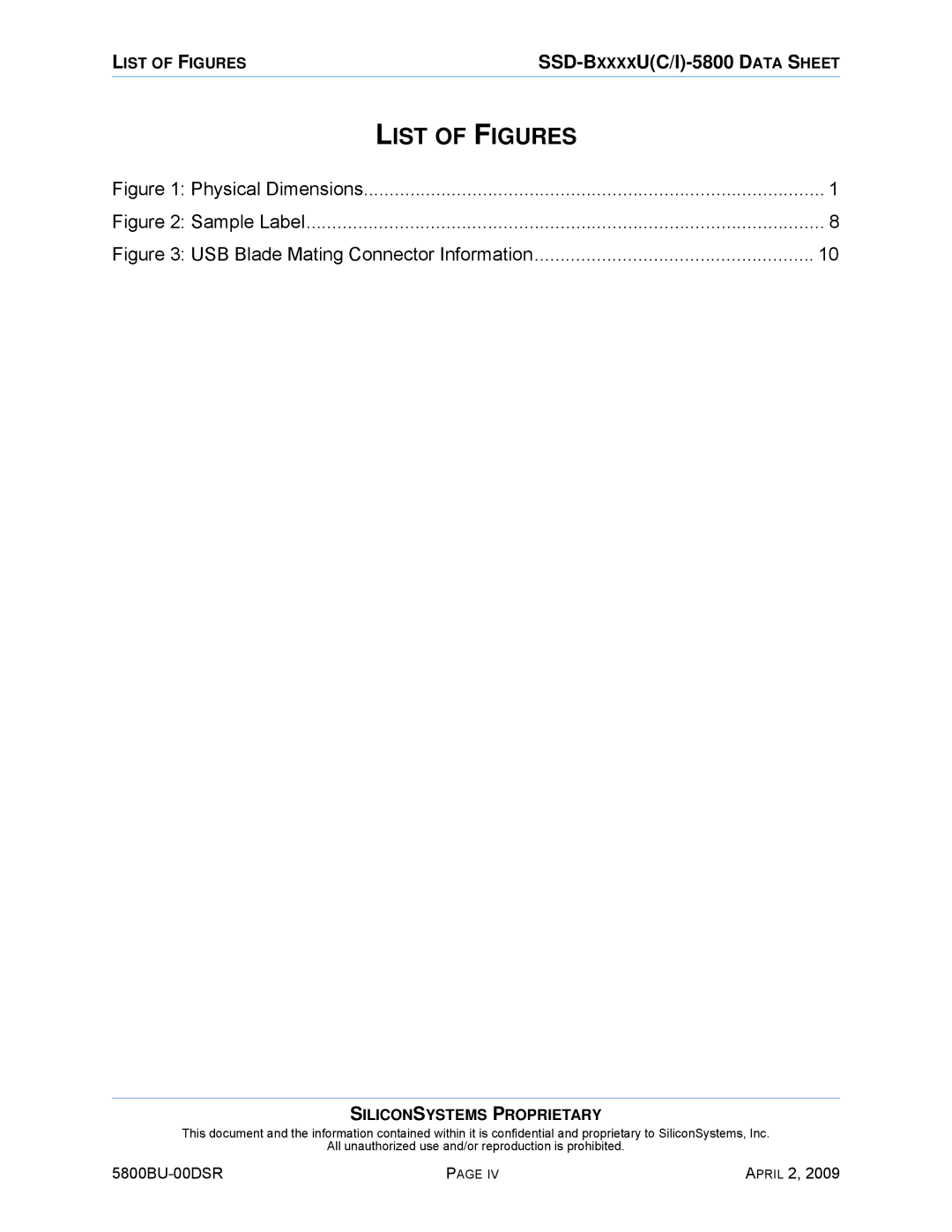 Silicon Image 5800BU-00DSR manual List of Figures 