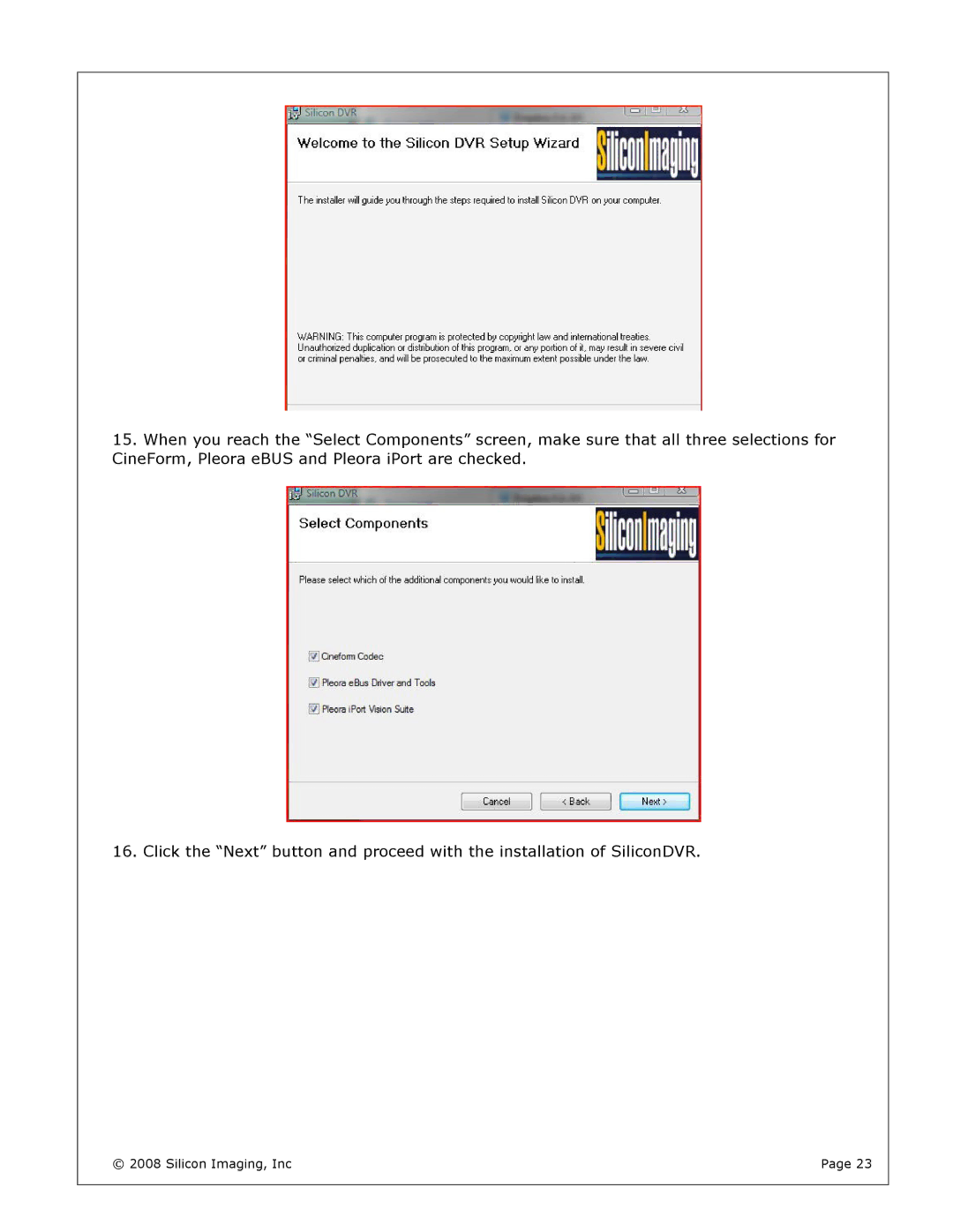 Silicon Image s1-2k install manual Silicon Imaging, Inc 