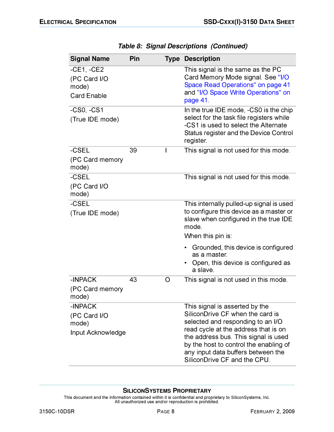 Silicon Image SSD-C08G(I)-3150 manual Csel, Inpack 