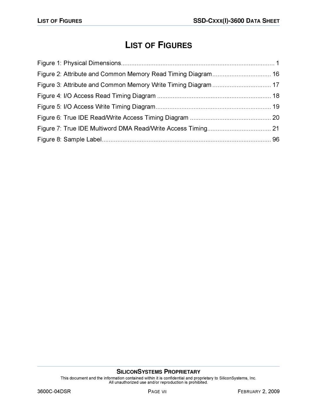 Silicon Image SSD-C08G(I)-3600 manual List of Figures 